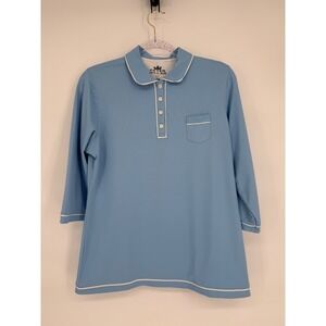 Peter Millar Men's Blue Long Sleeve Polo Shirt Wicking Size L